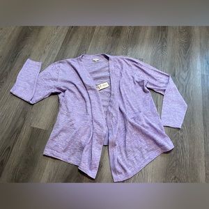 Hessnatur Alpaca Linen Blend Open Front Cardigan Lilac Purple women’s Sz L NEW
